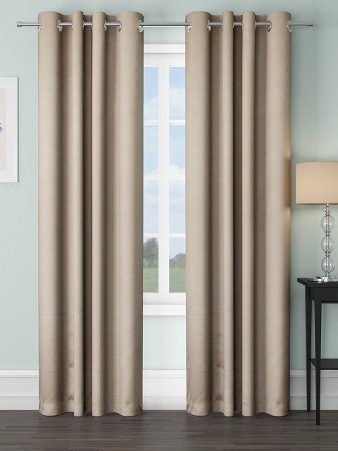

VRINDA Beige Set of 2 Black Out Door Curtain
