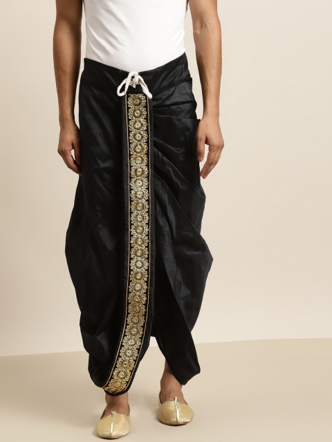 

SOJANYA Men Black Embroidered Dhoti