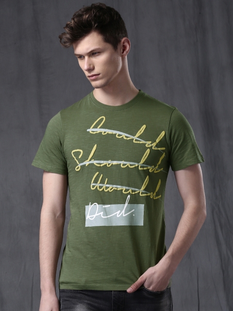 

WROGN Men Green Printed T-shirt