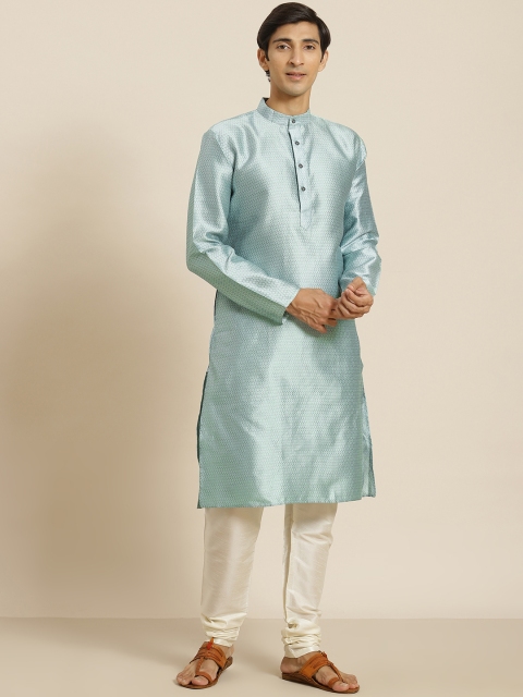 

SOJANYA Men Blue Woven Design Straight Kurta