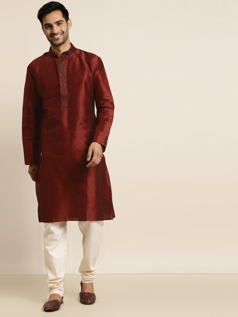 

SOJANYA Men Maroon Kurta