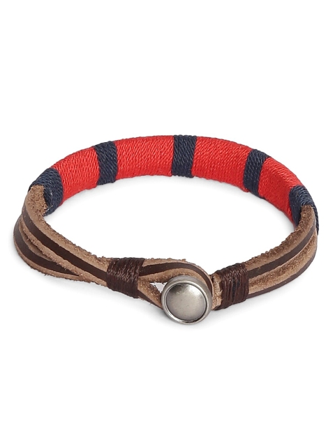 

Alvaro Castagnino Men Red & Navy Blue Striped Wraparound Bracelet