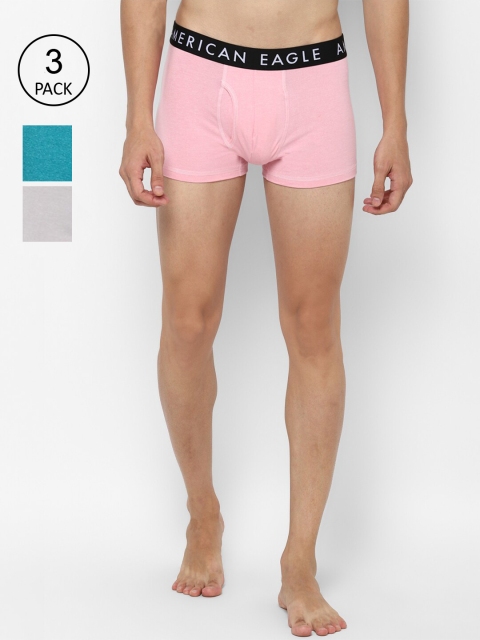 

AMERICAN EAGLE OUTFITTERS Men Pack Of 3 Solid Trunks, Pink