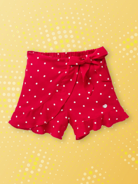 

Ed-a-Mamma Girls Red & White Polka Printed Overlap Skort
