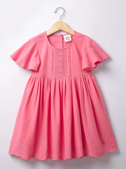 

Ed-a-Mamma Girls Pink Embroidered Cotton Dress