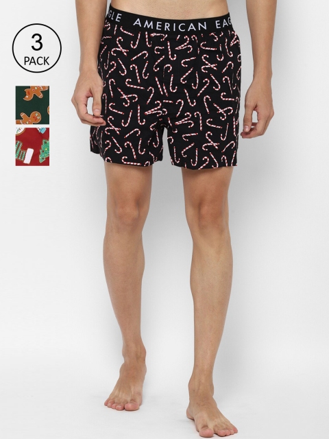 

AMERICAN EAGLE OUTFITTERS Men Pack Of 3 Printed Boxers WEE0233122900, Black