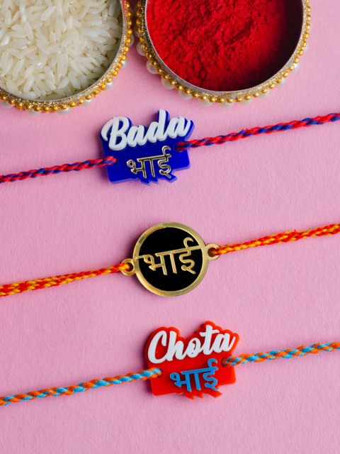 

Krafted with Happiness Set of 3 Handcrafted Rakhis, Multi