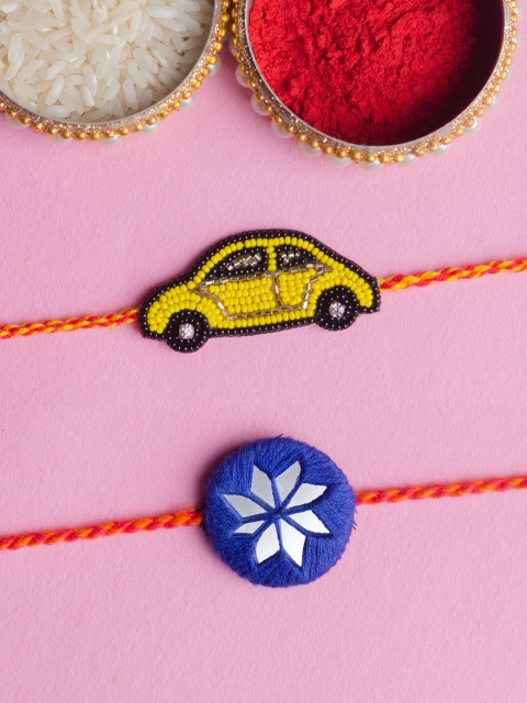 

Krafted with Happiness Set of 2 Handcrafted Rakhis, Multi