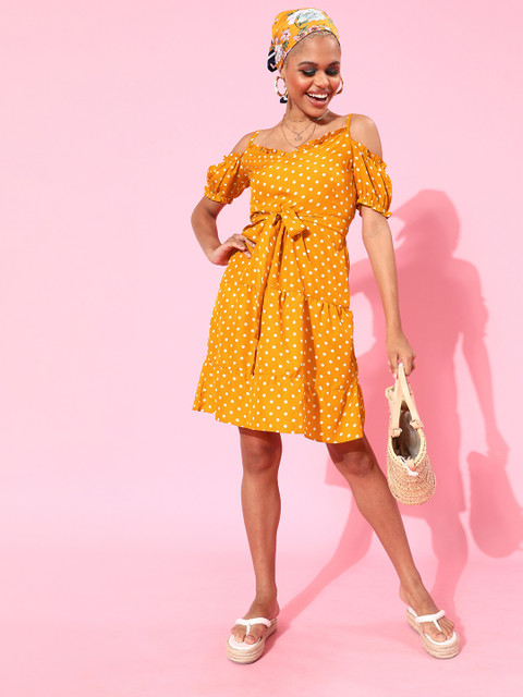 

SIRIKIT Womens Yellow Fit and Flare Dress