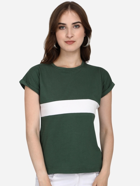 

OM SAI LATEST CREATION Green Colourblocked Regular Top