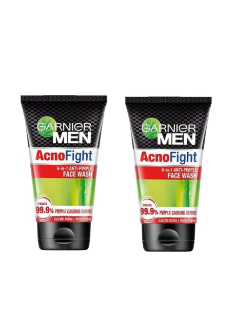 

Garnier Men Set of 2 Acno Fight Face Wash 100 g each, Black