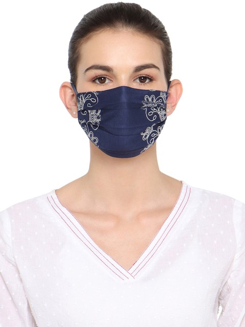 

Soch Women Navy Blue & White Printed 2-Ply Reusable Protective Outdoor Face Masks