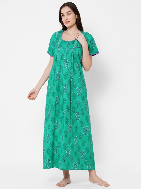 

Sweet Dreams Green Printed Maxi Nightdress