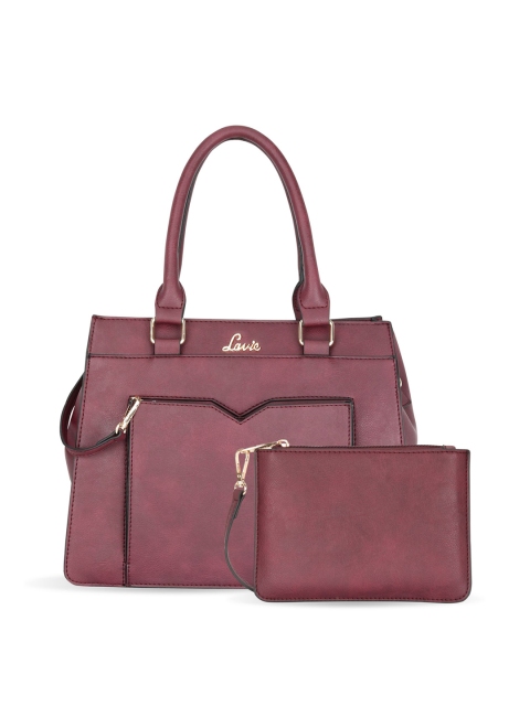 

Lavie Women Burgundy Structured Handheld Bag With Pouch