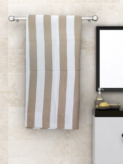 

Athom Trendz Set Of 4 White & Beige Striped High Absorbant Bath Towel