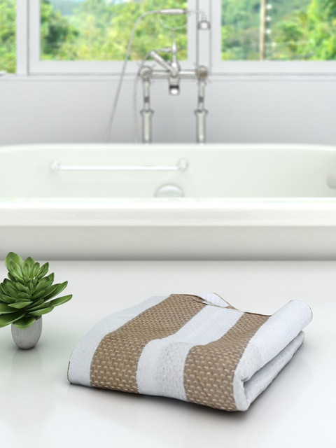 

Athom Trendz White & Beige 100% Premium Cotton & High Absorbant Bath Towel