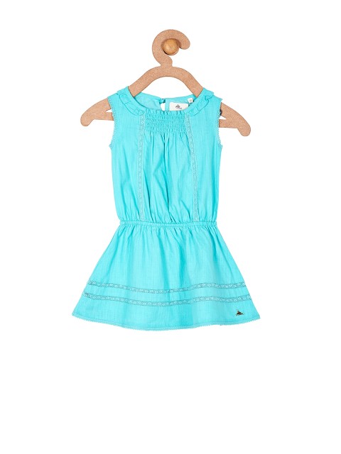 

Cherry Crumble Girls Sea Green Solid A-Line Dress