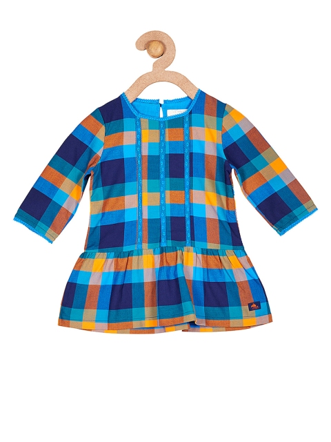 

Cherry Crumble Girls Blue & Orange Checked Dress