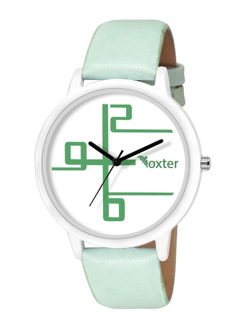 

Foxter Women White Brass Printed Dial & Green Leather Straps Analogue Watch FX-334