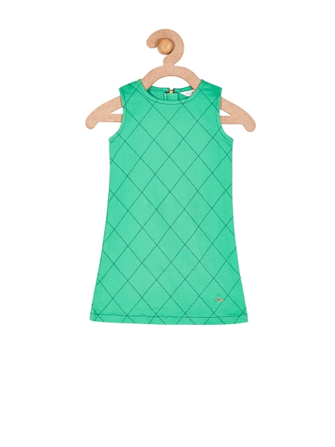 

Cherry Crumble Girls Green Checked Shift Dress