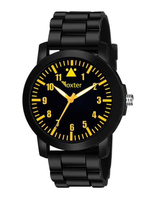 

Foxter Men Black Brass Dial & Black Leather Straps Analogue Watch FX-503