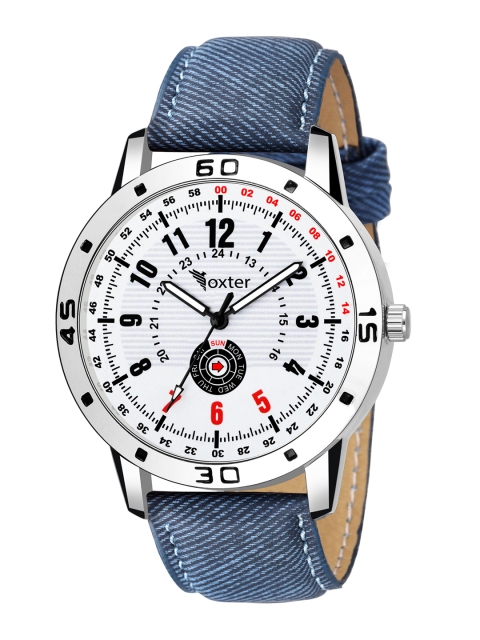 

Foxter Men White Brass Printed Dial & Blue Leather Straps Analogue Watch FX-478