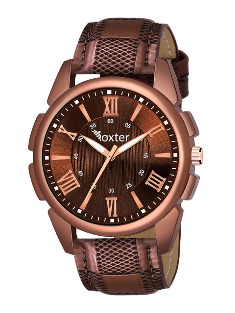 

Foxter Men Brown Brass Dial & Brown Leather Straps Analogue Watch