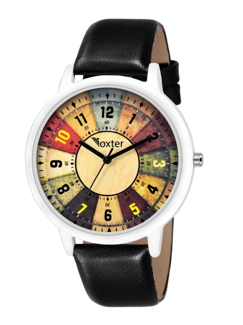 

Foxter Women Multicoloured Brass Dial & Black Leather Straps Analogue Watch, Multi