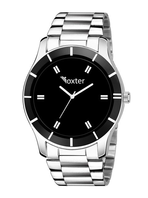 

Foxter Men Black Brass Dial & Silver Toned Bracelet Style Straps Analogue Watch