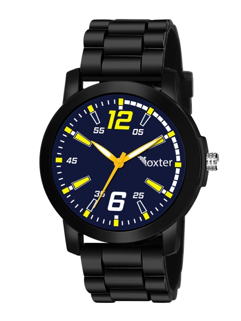 

Foxter Men Blue Brass Dial & Black Leather Bracelet Style Straps Analogue Watch FX-504
