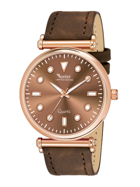 

Foxter Men Brown Brass Printed Dial & Brown Leather Straps Analogue Watch FX-550