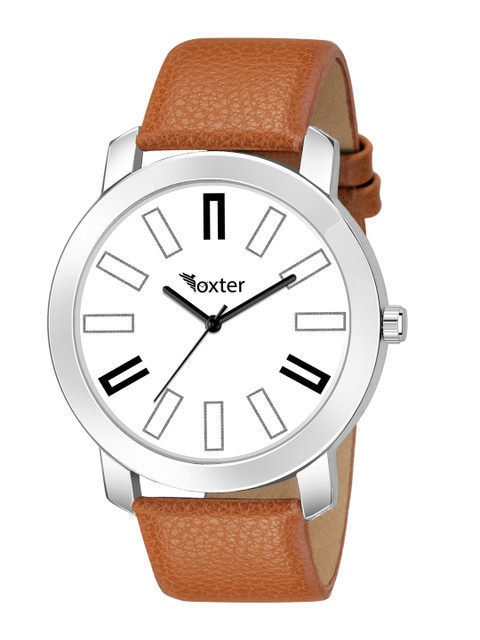 

Foxter Men White Brass Dial & Brown Leather Straps Analogue Watch