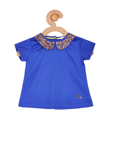 

Cherry Crumble Girls Blue Solid Regular Top