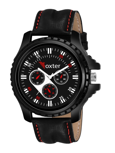 

Foxter Men Black Brass Dial & Black Leather Straps Analogue Watch FX-436