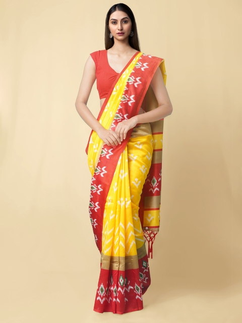 

Unnati Silks Women Yellow & Red Printed Patola Saree