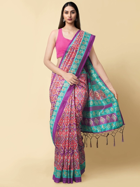 

Unnati Silks Women Multicolour Printed Patola Saree, Multi