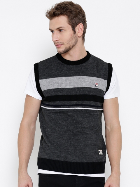 

FILA Men Charcoal Grey REEF Striped Sweater