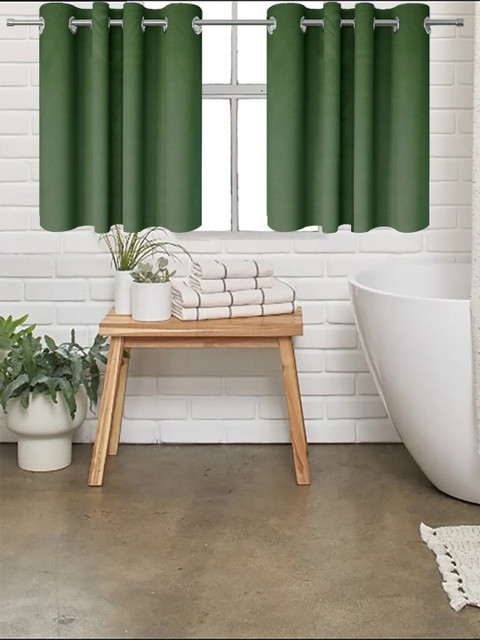 

VRINDA Green Set of 2 Black Out Window Curtains