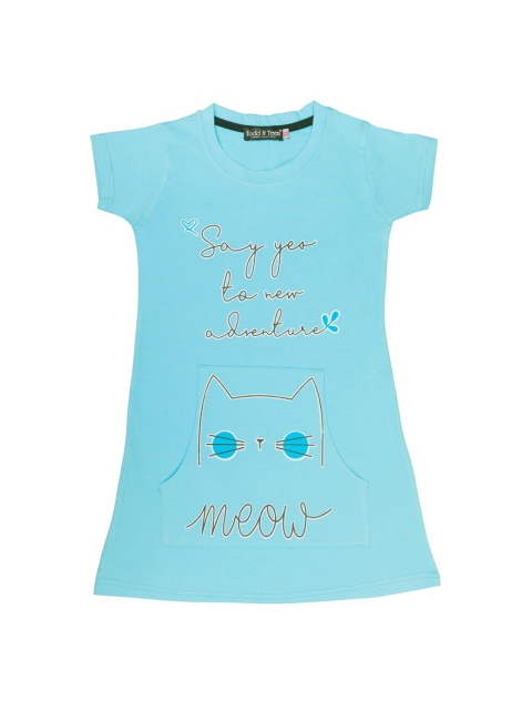 

Todd N Teen Girls Blue& Black Meow Printed Nightdress