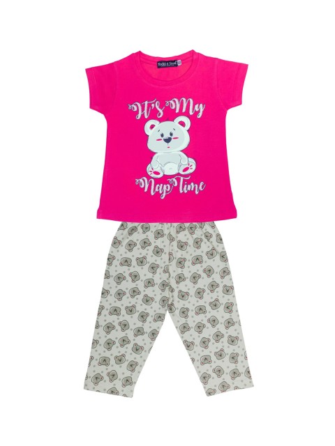 

Todd N Teen Girls Pink Cotton Printed Tshirt With Capri