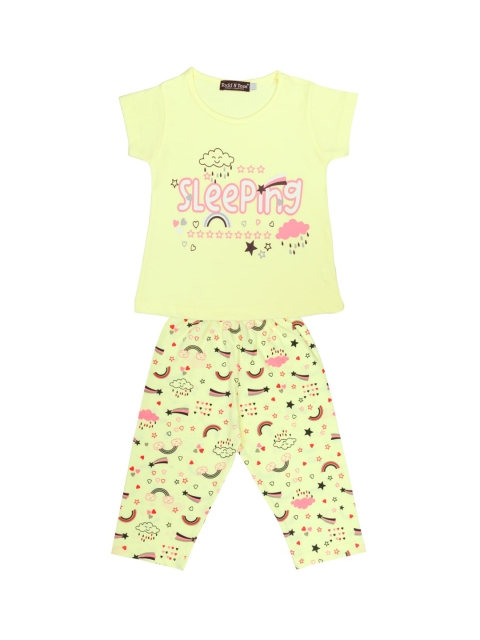

Todd N Teen Girls Yellow & Pink Printed Night Suit