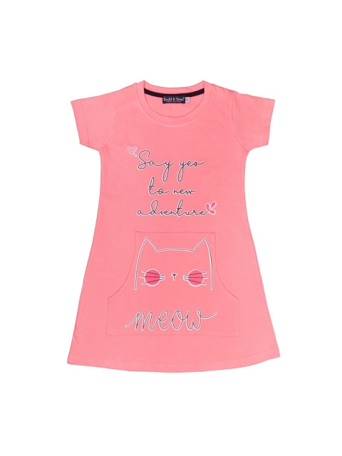 

Todd N Teen Girls Peach Cotton Printed Nighty