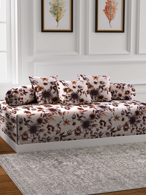 

KLOTTHE Brown Printed Single Bedsheet With 2 Bolster Covers & 3 Cushion Covers, Multi