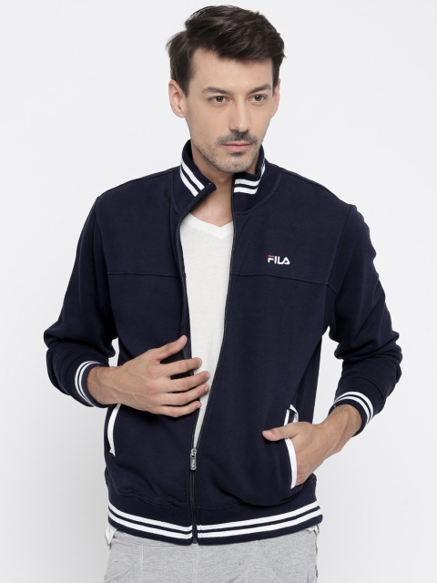 

FILA Men Navy Solid Front Open Sweatshirt, Navy blue
