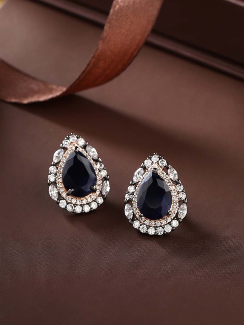 

Tistabene Blue Rhodium-Plated Contemporary Studs Earrings