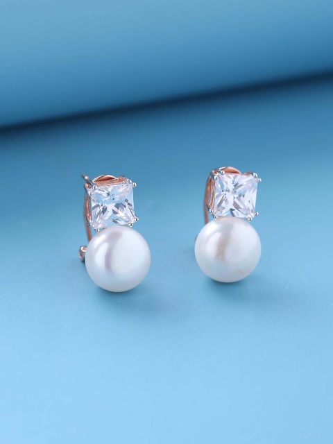 

Tistabene White Contemporary Rose Gold Plated Studs Earrings