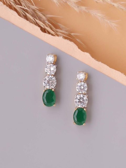 

Tistabene Gold Toned & Green Contemporary Drop Earrings