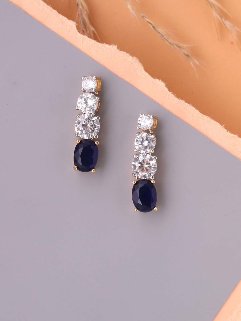 

Tistabene Women Blue Rose Gold-Plated Contemporary Drop Earrings