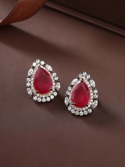 

Tistabene Red Rhodium-Plated Contemporary Studs Earrings