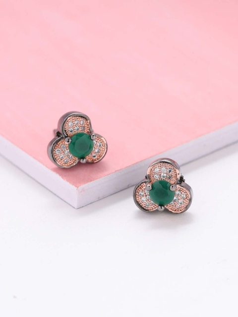 

Tistabene Green Rhodium-Plated Contemporary Studs Earrings